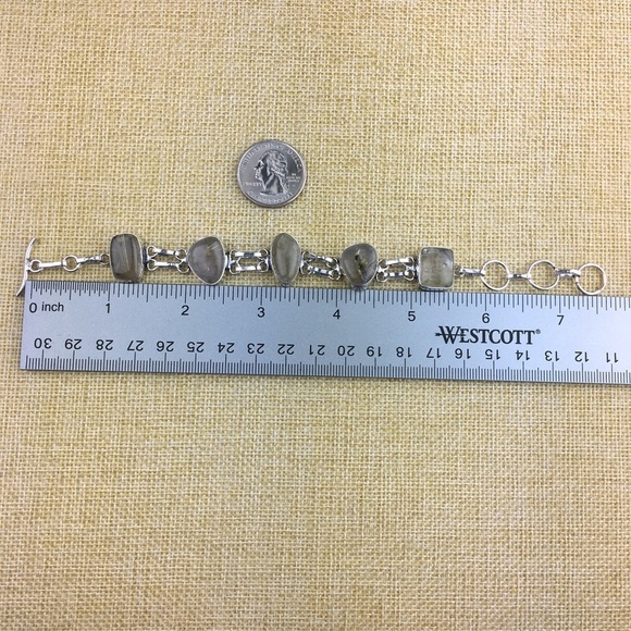 New Rutile Quartz Crystal Stone Silver Overlay Bracelet 6 1/4 6 3/4 7 1/4 - Picture 4 of 8